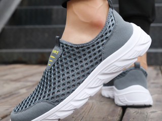 Men Shoes Casual Breathable Lightweight Sports Shoes for Men Outdoor Walking Tennis Sneakers Male Slip-on Grey Free Shipping