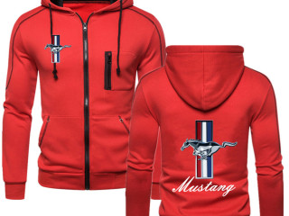 New Men's Ford Mustang Printed Hoodie Jacket Zipper Wool Warm Sweatshirt Jacket Men's Fashion Sportswear Super Dalian Hoodie