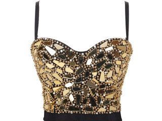 Sexy Beaded Diamond Sequins Women Camis Cropped Top Night Club Party Corset Crop Top To Wear Out Push Up Bustier Bra DB905