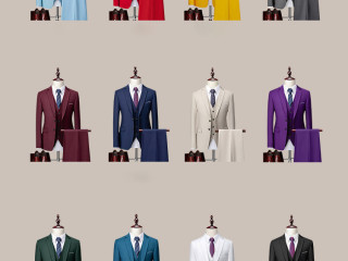 13 Colors 5XL( Jacket + Vest + Pants ) High-end Brand Formal Business Mens Suit Three-piece Groom Wedding Dress Solid Color Suit