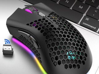 Bm600 Wireless Charging Mouse Lightweight Hollow Hole Colorful RGB Luminous Game Office Mouse