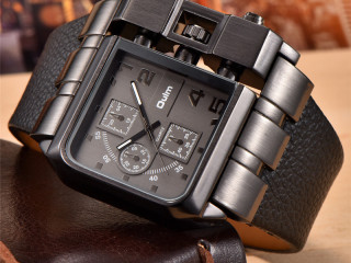 Oulm 3364 Casual Wristwatch Square Dial Wide Strap Men's Quartz Watch Luxury